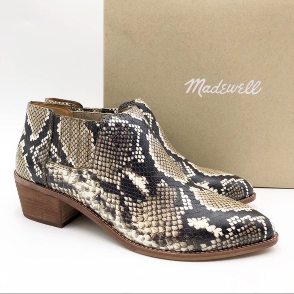 NEW Madewell Low Chelsea Snakeskin ankle boots